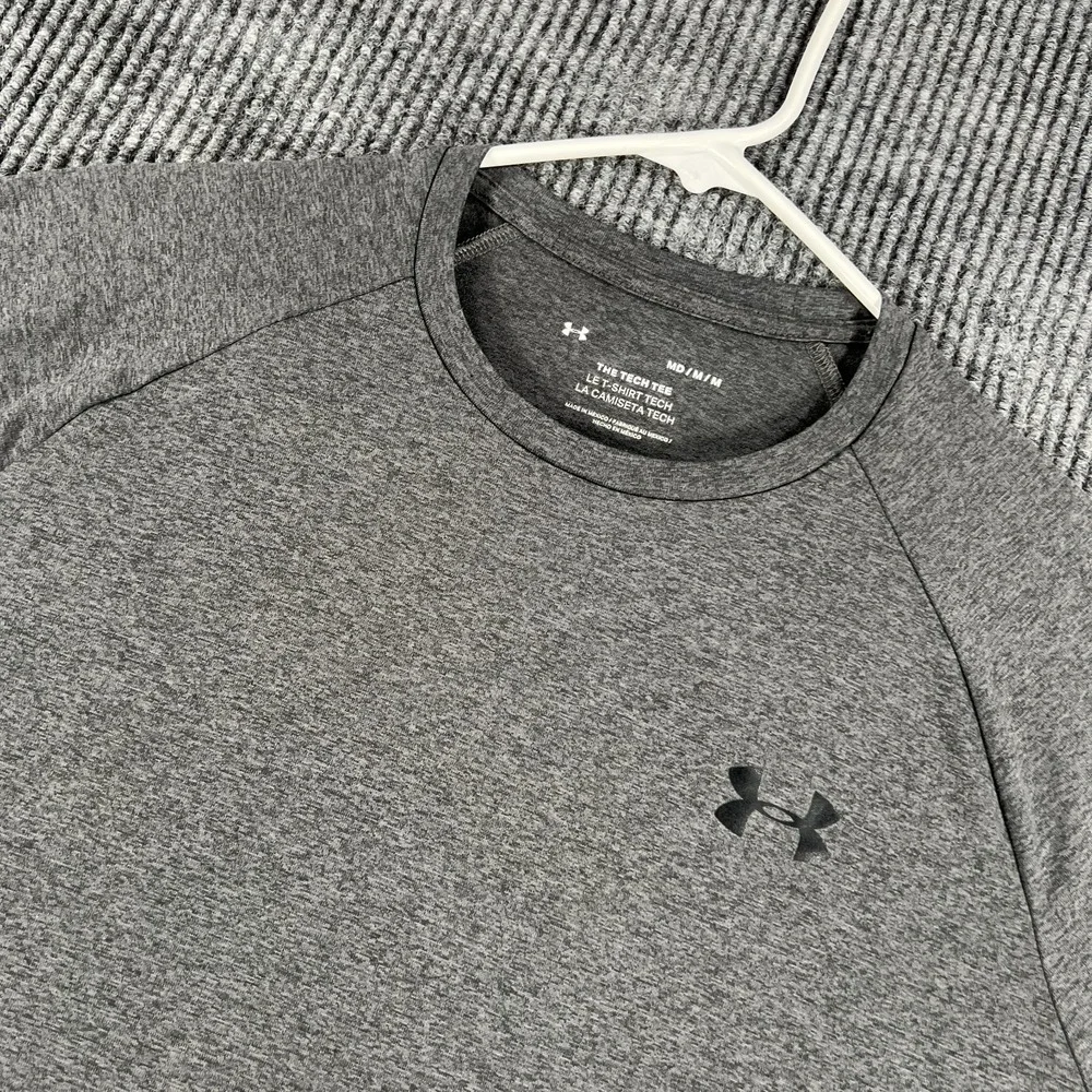 Under Armour Shirt Mens Medium Gray Tech Tee Casual Active Workout Gym Run Lift